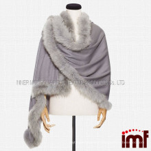 Cashmere And Fox Fur Trim Cape